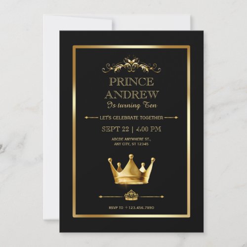 Prince birthday invitation