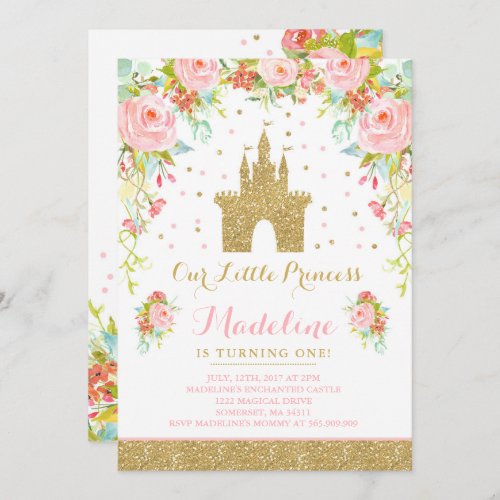 Prince Birthday Invitation Gold Princess Catle