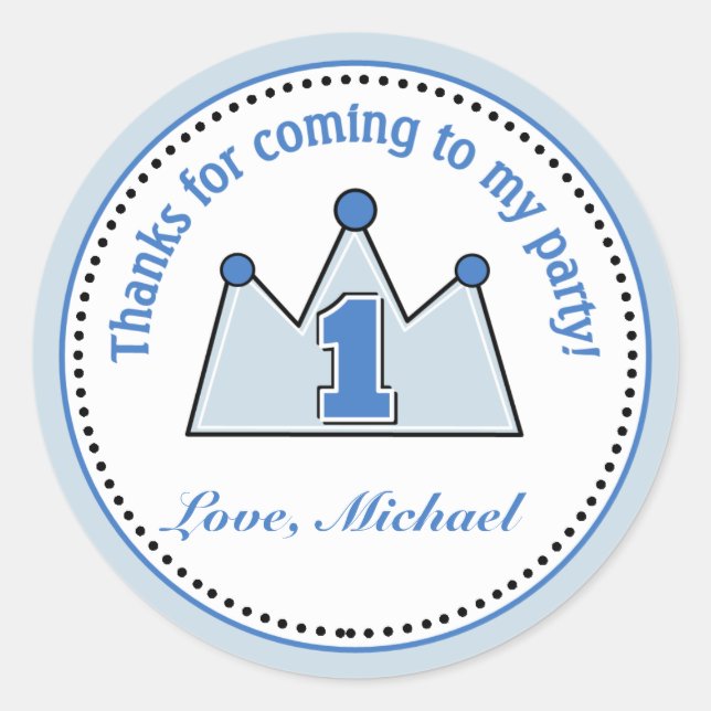 Prince Birthday Party Favor Stickers (Front)