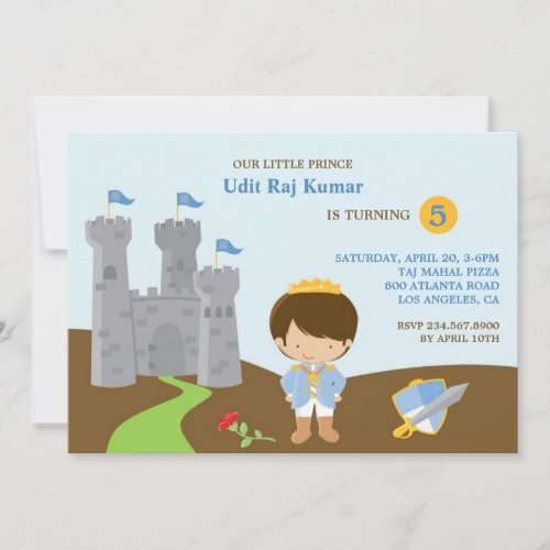 Prince Birthday Party Flat Invitation