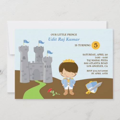 Prince Birthday Party Flat Invitation