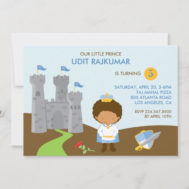 Prince Birthday Party Flat Invitation (Front)
