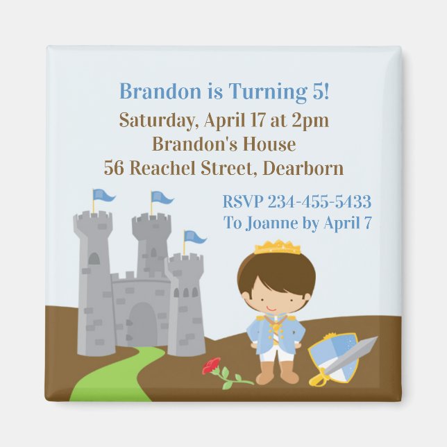 Prince Birthday Party Invitation Magnet (Front)