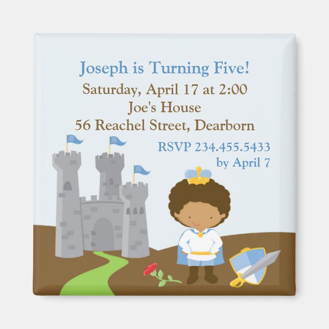 Prince Birthday Party Invitation Magnet (Front)