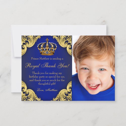 Prince Birthday Party Thank You Cards