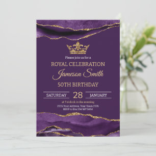 Prince Birthday Royal Purple Gold Invitation