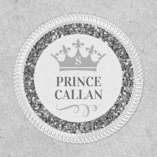 Prince Birthday Silver Custom Name Party Favor Patch