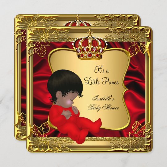 Prince Boy Baby Shower African American Red Gold Invitation | Zazzle.com