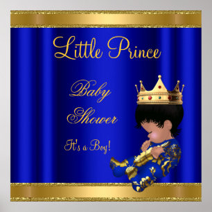 Prince Boy Baby Shower Blue 2 African American Poster