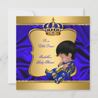 Prince Boy Baby Shower Blue African American Silk Invitation