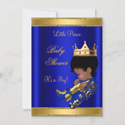 Prince Boy Baby Shower Blue Ethnic 2 Invitation