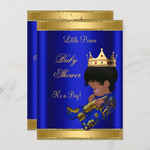 Prince Boy Baby Shower Blue Ethnic Invitation