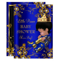 Prince Boy Baby Shower Blue Gold Invitation