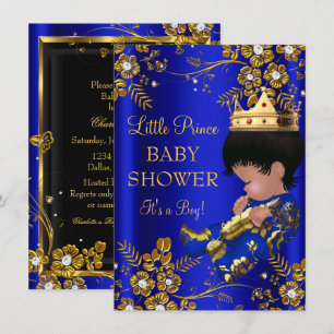 Prince Boy Baby Shower Blue Gold Invitation