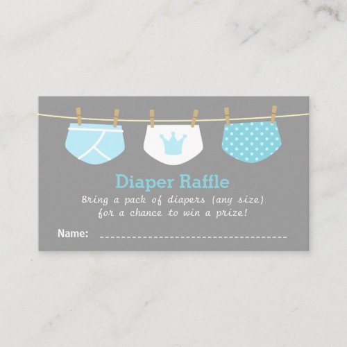 Prince Boy Baby Shower, Cute Diaper Raffle Tickets Business Card
