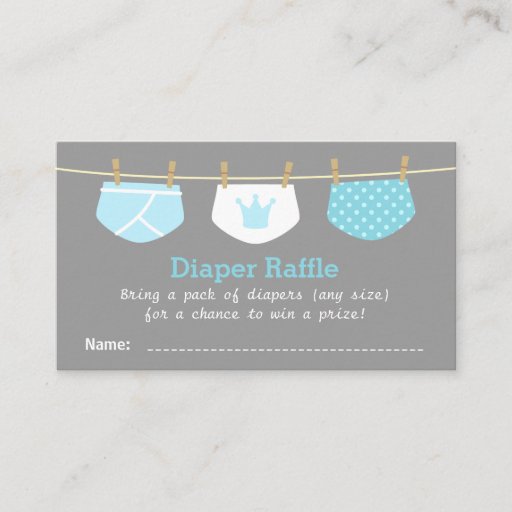 Customizable Prince Boy Baby Shower, Cute Diaper Raffle Tickets Business Card