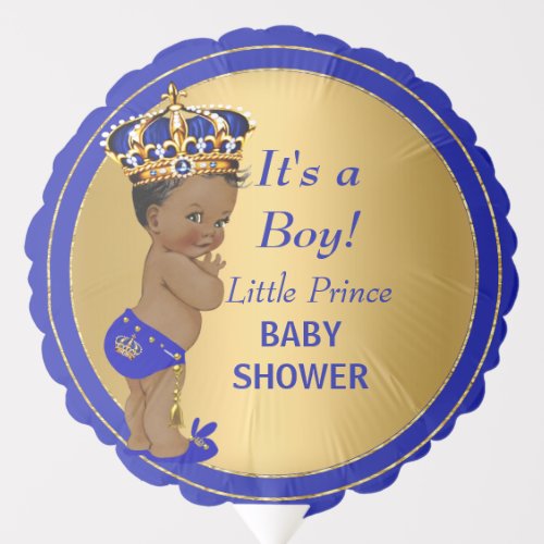 Prince Boy Baby Shower Gold Blue African American Balloon