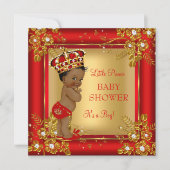 Prince Boy Baby Shower Gold Red African American Invitation (Front)