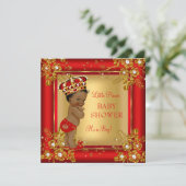 Prince Boy Baby Shower Gold Red African American Invitation (Standing Front)