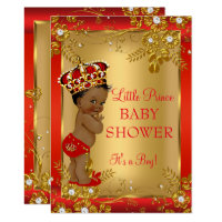 Prince Boy Baby Shower Red Gold African American Card