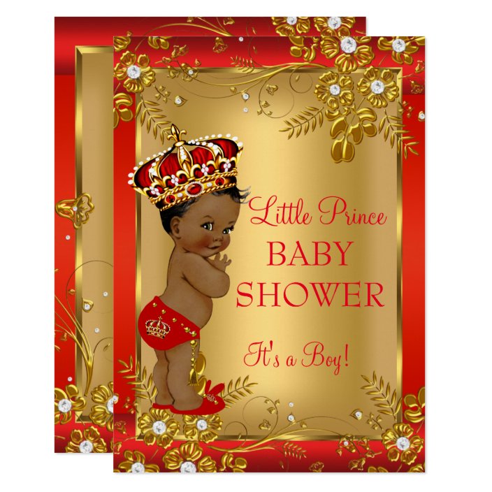 red and gold royal baby shower invitations