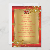 Prince Boy Baby Shower Red Gold African American Invitation (Back)
