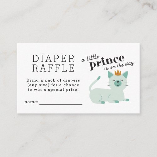 Prince Cat Baby Shower Diaper Raffle Ticket Enclosure Card
