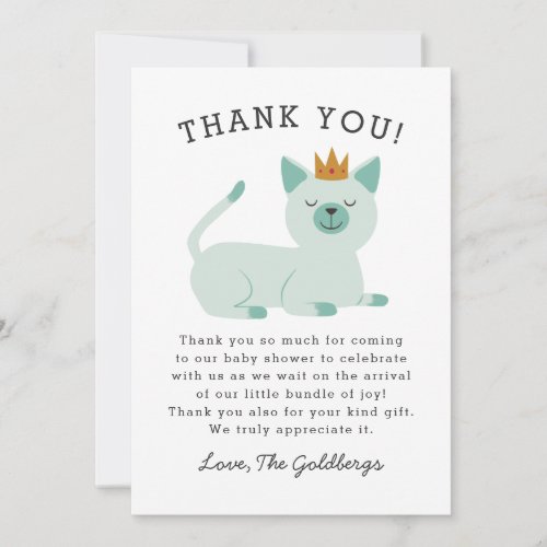 Prince Cat Royal Baby Shower Thank You Card