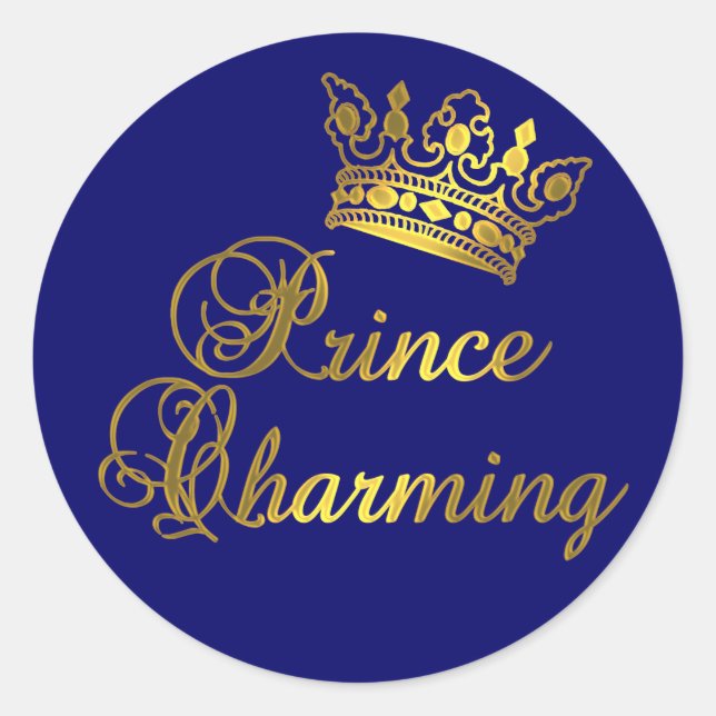 Prince Charming in Gold T-shirt for Baby or Adult Classic Round Sticker (Front)