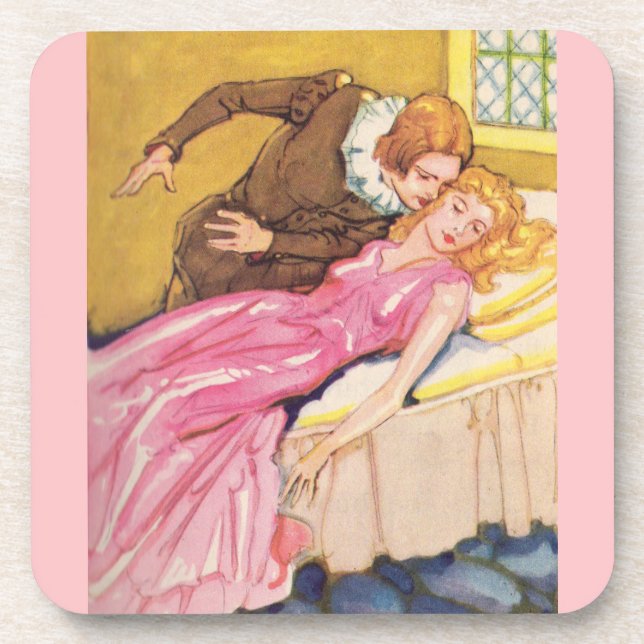 Prince Charming kissing Sleeping Beauty Coaster (Front)