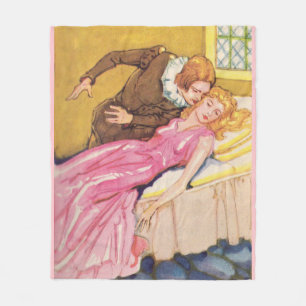 Prince Charming kissing Sleeping Beauty Fleece Blanket