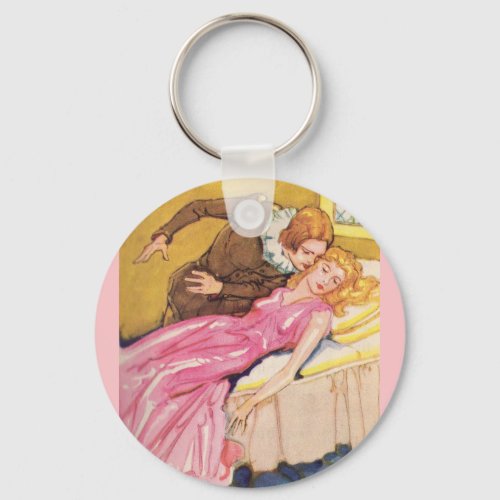 Prince Charming kissing Sleeping Beauty Keychain