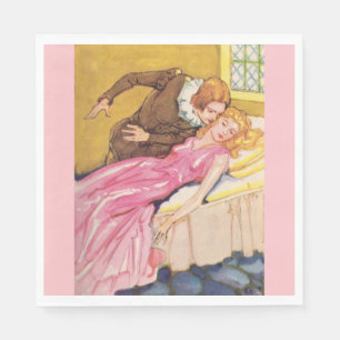 Prince Charming kissing Sleeping Beauty Napkins