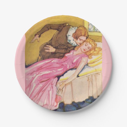 Prince Charming kissing Sleeping Beauty Paper Plates