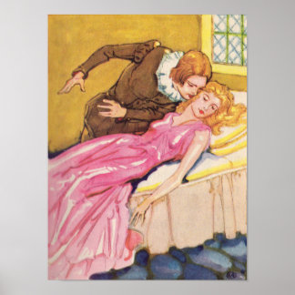 Prince Charming kissing Sleeping Beauty Poster