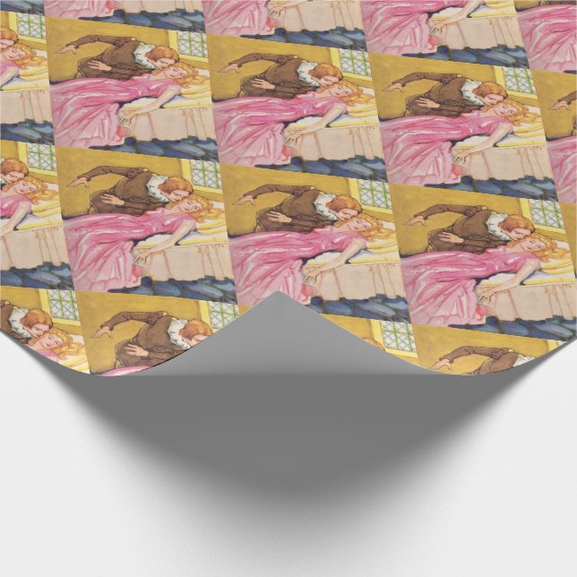 Prince Charming kissing Sleeping Beauty Wrapping Paper (Corner)