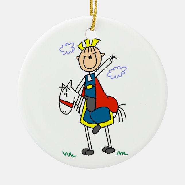 Prince Charming on Horse Ceramic Ornament (Front)