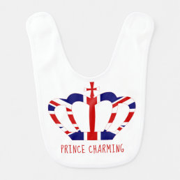 Prince Charming | Union Jack Crown | Funny Baby Bib