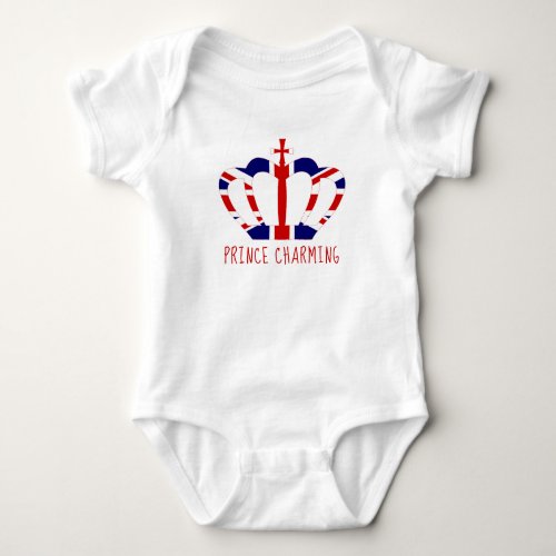 Prince Charming  Union Jack Crown  Funny Baby Bodysuit