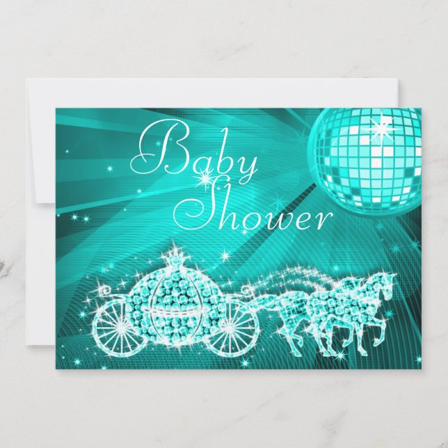 Prince Coach & Horses Disco Ball Baby Shower Invitation (Front)