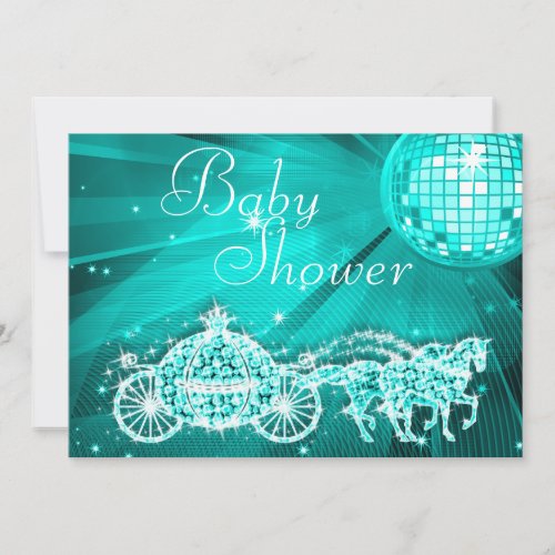 Prince Coach  Horses Disco Ball Baby Shower Invitation