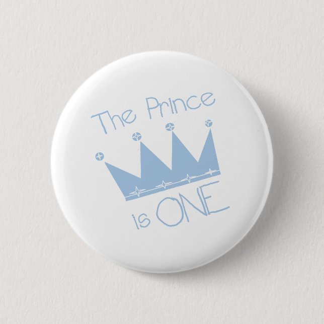 Prince Crown 1st Birthday Button (Front)