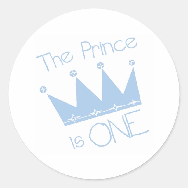 Prince Crown 1st Birthday Classic Round Sticker (Front)