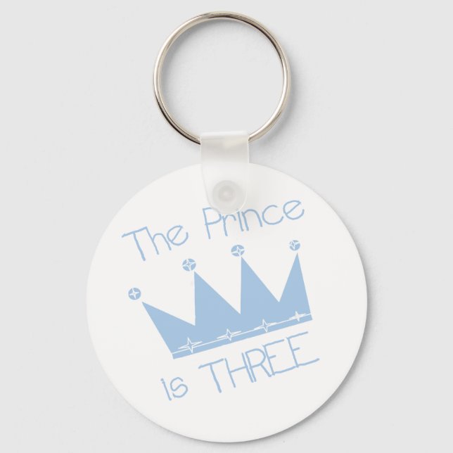 Prince Crown 3rd Birthday Tshirts and Gifts Keychain (Front)