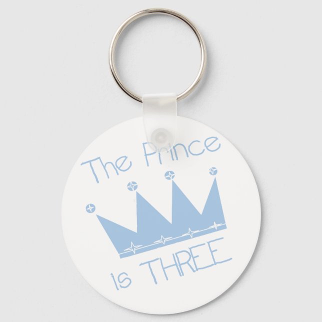 Prince Crown 3rd Birthday Tshirts and Gifts Keychain (Front)