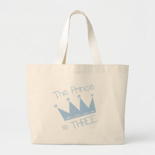 Prince Crown 3rd Birthday Tshirts and Gifts Large Tote Bag