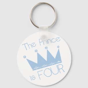 Prince Crown 4th Birthday Tshirts and Gifts Keychain