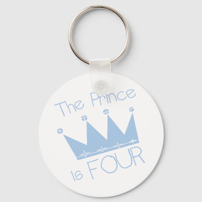 Prince Crown 4th Birthday Tshirts and Gifts Keychain (Front)