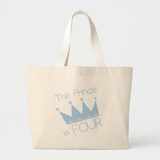 Prince Crown 4th Birthday Tshirts and Gifts Large Tote Bag
