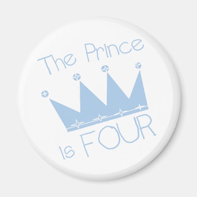 Prince Crown 4th Birthday Tshirts and Gifts Magnet (Front)